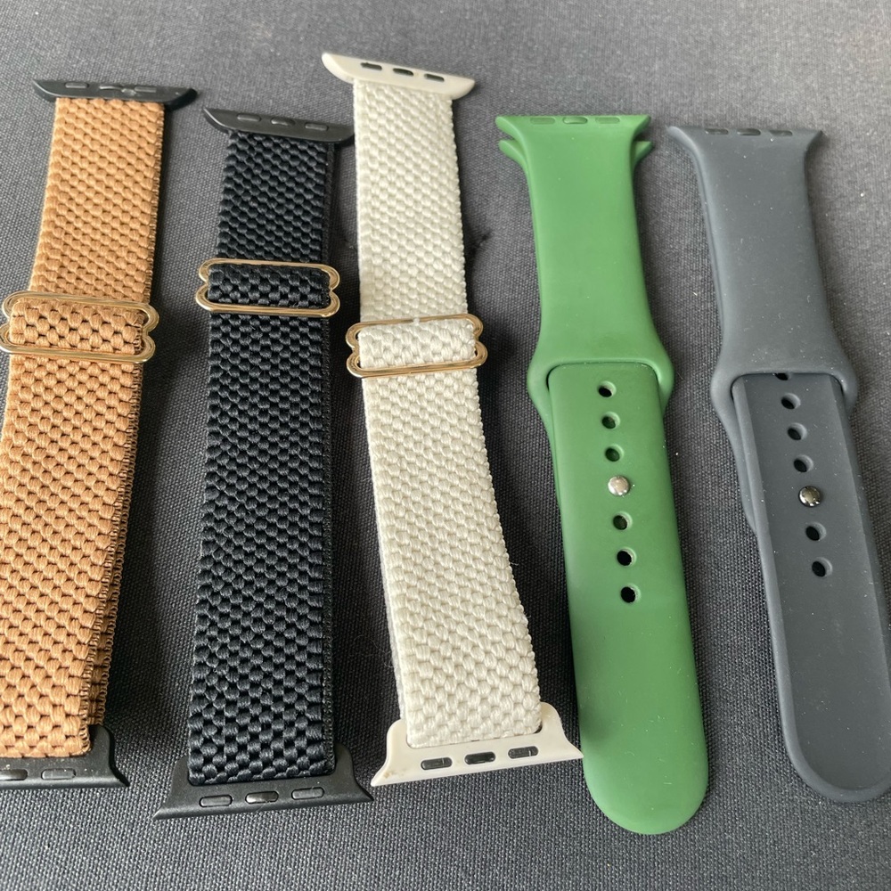 Mixed Apple Watch Bands - Tan, Black, Cream, Green, Gray NWOT